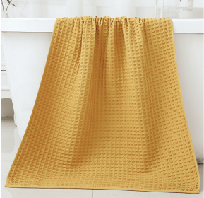 Household Bathing Water Absorbent And Quick Drying Unisex Plus Thickened Pure Cotton Bath Towel Wipe (Option: Yellow-70x140cm)
