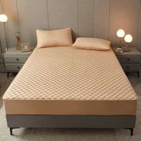 Cotton Clip Bed Hat Simple Solid Color Hotel Simmons All-inclusive Bed Cover (Option: Camel-120cmx200cm)
