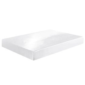Soft Silky Satin Bed Sheet Set Pillowcase Solid Deep Pocket Flat Fitted Sheet (Color: White)