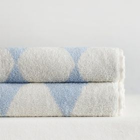 Parent-child Large Rhombus Striped Long-staple Cotton Yarn-dyed Household Towels Bath (Option: Blue And White Rhombus-Face Towel 35x76cm)
