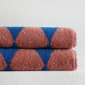 Parent-child Large Rhombus Striped Long-staple Cotton Yarn-dyed Household Towels Bath (Option: Pink Blue Rhombus-Bath Towel 70x140cm)