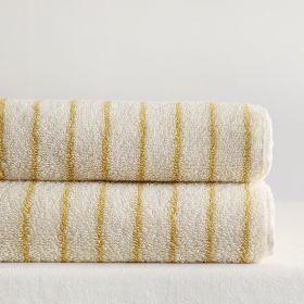Parent-child Large Rhombus Striped Long-staple Cotton Yarn-dyed Household Towels Bath (Option: Yellow Blype-Bath Towel 70x140cm)