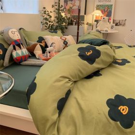 Double-piece Foggy Gray Quilt Cover Four-piece Bedding Sheet Dormitory Bed Three-piece Set (Option: Macchiato-200cm)