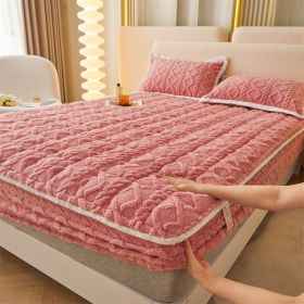 Winter Thicken Thermal Corn Velvet Milk Fiber Quilted Fitted Sheet Fully Surrounded Mattress Non-slip Mattress (Option: Bean Paste Red-180cmx 200cm)
