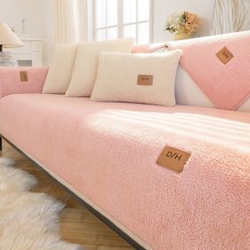 Lambswool Thickened Fleece Cushion Non-slip Leather Sofa Cover (Option: Lambswool Pink-110X180CM)
