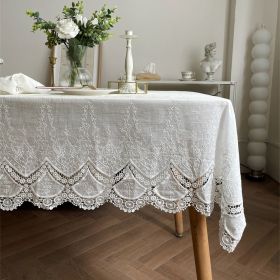 French White Phoenix Tail Flower Anemone Lace Tablecloth (Option: Anemone Lace-130x 260cm)